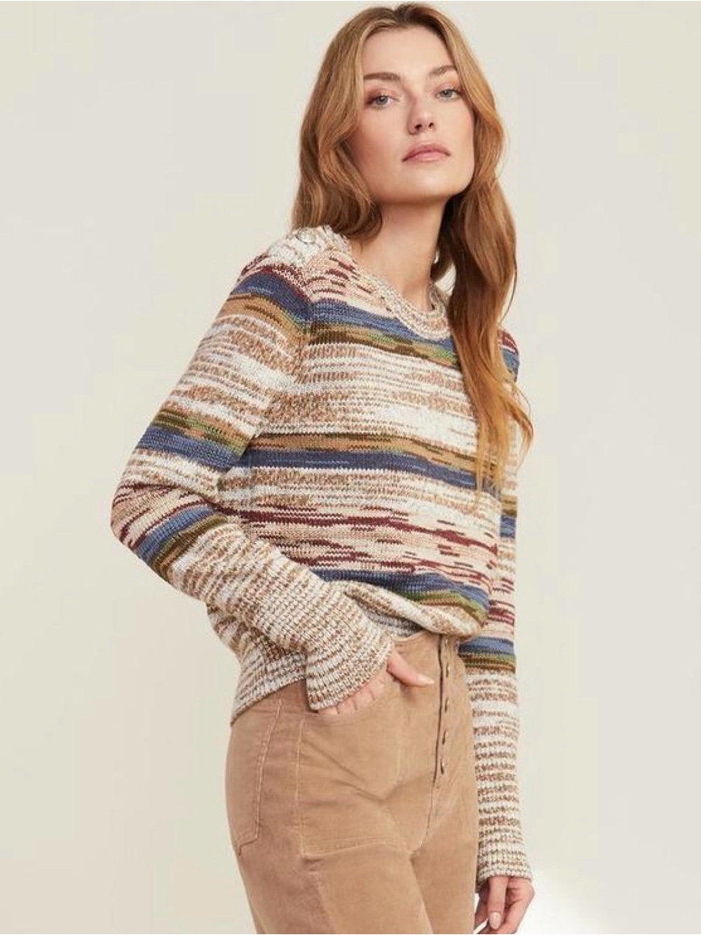 Veronica Beard Sohani Metallic Space Dye Stripe Sweater Size S